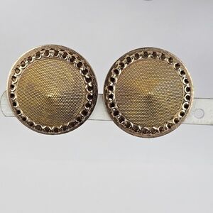 Vintage Barclay Large Round Dome Textured Mesh Chunky Statement Clip On Earrings